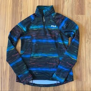 FILA Black Rainbow 1/4 Zip Pullover Jacket